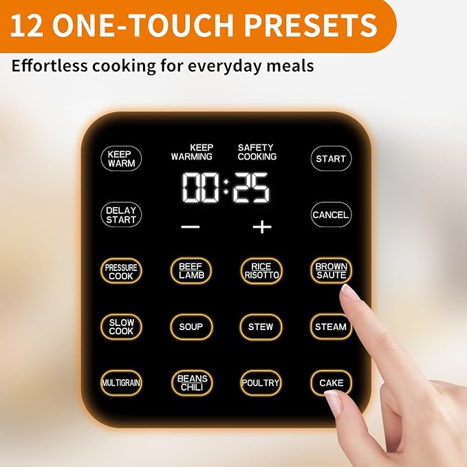 6Qt 9-in-1 Electric Pressure Cooker,Quick Meals, Time Saving, Healthy Non-Stick Pot, Rice/Slow/Steam/Sauté/Warmer, 24H Delay - Efficient Cooking Solution for Home, Meal Prep, Gift for Cooks, Silver