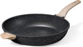 CAROTE 12.5 inch Nonstick Frying Pan, Black Granite Skillet | Kitchen Healthy Non Toxic Stone Cookware, Induction Compatible, Dishwasher & Oven Safe, PFOA Free