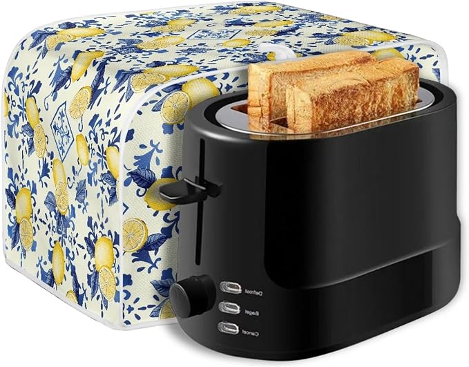 Lemon Print Toaster Cover 2 Slice Bread Toaster Oven Dustproof Cover, Waterproof Kitchen Small Appliance Cover Home Kitchen Accessories Decor, Blue