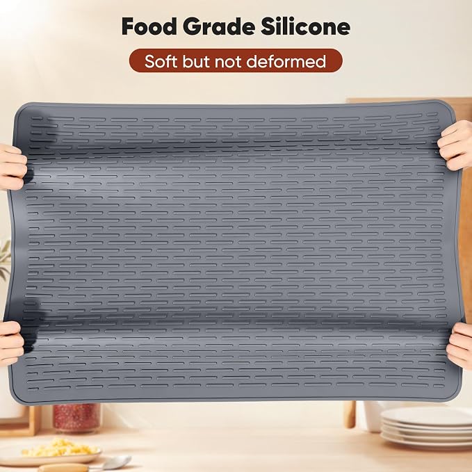 Stove Top Covers for Electric Stove, Glass Cooktop Protector 30''L x 21''W | Waterproof Foldable Anti-Slip Heat Resistant Induction Silicone Stove Mat, Camper RV Stovetop Cover, Kitchen Dish Drying Mat