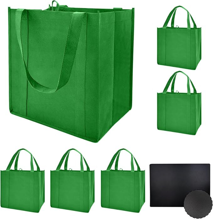 6 pack Reusable Grocery Bags,Thick Bottom-Shopping Bag for Groceries | Heavy Duty Large Shopping Totes,Reusable Bags With Handles ,Foldable,Washable ,Load Capacity Over 45 Pounds