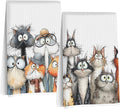 2 Pcs Cute Cat Kitchen Towels, Funny Cats Gifts Absorbent Hand Towels-03 | Cat Dish Cloths for Drying Dishes, Cats Waffle Dish Towels for Kitchen Home Bathroom Decor, Cat Lover Gifts for Women Mom