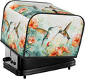 4 Slice Toaster Cover Hummingbird Flower Watercolor Dust Proof Washable Kitchen Appliance Cover with Pocket, Oxford Fabric Countertop Toaster Protector for Standard Toasters Small Appliances