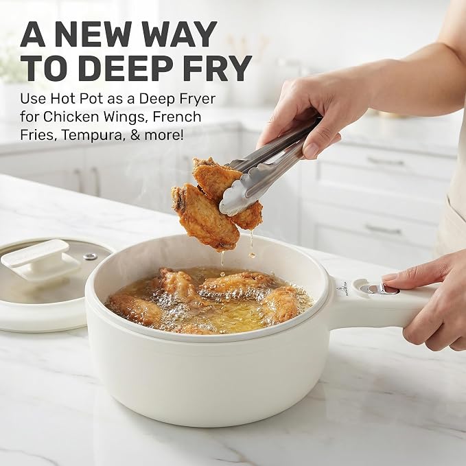 CERAMAX PRO 1.5L Electric Hot Pot with Lid & Steamer | Adjustable Temp, Non Toxic Ceramic Cooker Skillet for Ramen, Eggs, Pasta for Dorms, Camping, RV - New Improved 2026 Model