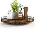 AMH 13-Inch Farmhouse Oak Lazy Susan Organizer, Walnut Finish | Smooth rotating oak tray with walnut finish for dining tables, kitchen counters, pantries and cabinet storage.