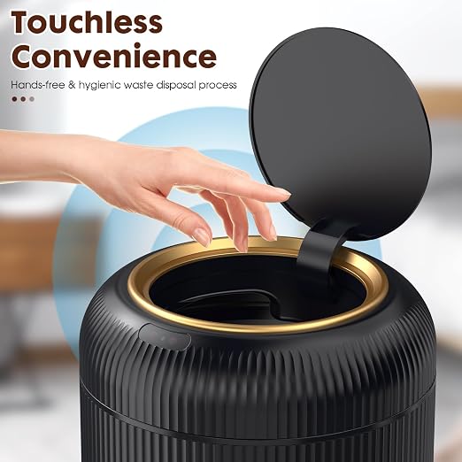 Procade Touchless Trash Can Bathroom,Small Motion Sensor Trashcan with lid | 3 Gallon Automatic Garbage Can,Smart Gold and Black Trash Bin,Auto WasteBasket for Bedroom,Office,Dorm,Toilet, rv, Kitchen