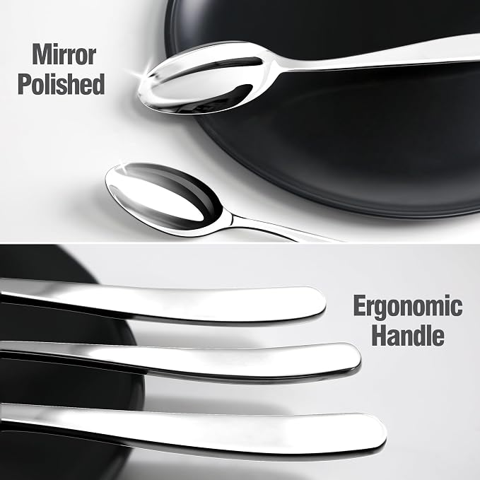18/10 Silverware Set for 12, 60 Piece Stainless Steel Flatware Cutlery Set | Mirror Polished knives Forks and Spoons Utensils Heavy Silverware Sets,Dishwasher Safe for Dinner Home Kitchen,Wedding Party