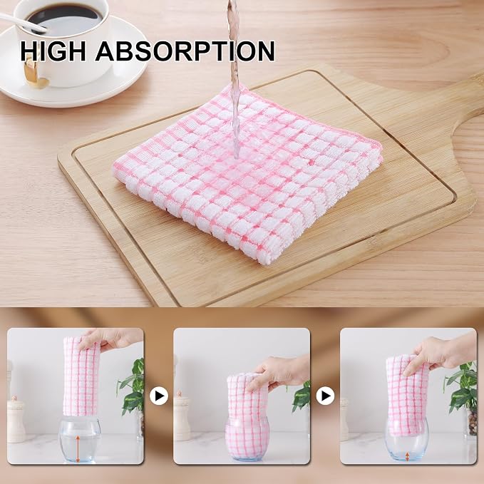 Kitinjoy Cotton 8 Pack Terry Kitchen Towels, Mix Color | 16 x 25 Inches Super Soft and Absorbent Dish Towels, Quick Drying hand towels for kitchen Drying