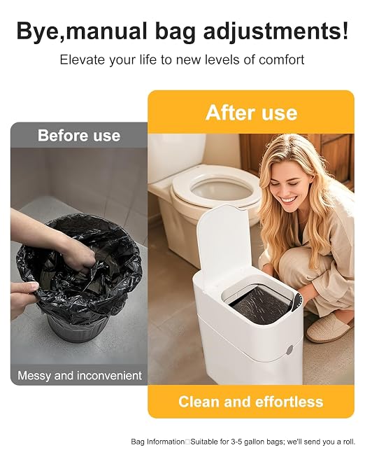 CTIME Touchless Automatic Bathroom Trash Can with Lid for Bathroom | Touchless trash can, Motion sensor,Waterproof trash can, Bathroom trash bin,Odor sealing, Bathroom privacy,Space-saving