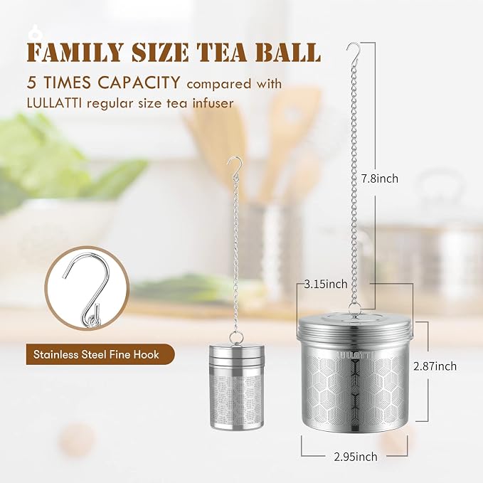 Extra Large Tea Ball Infuser for Pitcher(2 Pack), 18/8 Stainless Steel Tea Steeper, Extra Fine Mesh Tea Strainer Perfect for Brewing Herbs, Iced Tea, Coffee, Cooking Soup | For loose tea, large tea ball, fine mesh traps sediment, multi-use for drinks &...