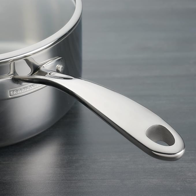 Tramontina Boston Tri-Ply Clad Stainless Steel 2-Quart Sauce Pan with Lid | Induction-Ready, Dishwasher-Safe, NSF-Certified