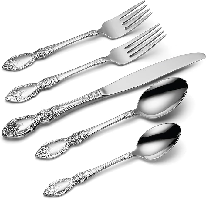Oneida Wordsworth 20-Piece 18/0 Silverware Set for 4, Flatware | mirror finish, dishwasher safe | includes knives, forks, and spoons | cutlery set for kitchen and dining