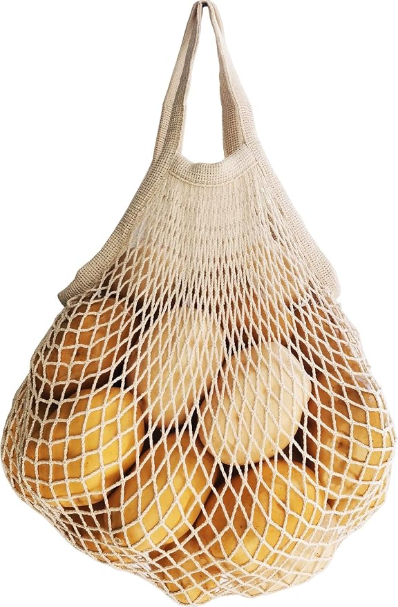 3 pack Reusable Grocery Bags Cotton Net Shopping Tote Ecology Market String Bag Mesh Beach Bags Produce Vegetable Bags