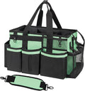 SCAVATA Wearable Cleaning Caddy, Cleaning Caddy Supplies Organizer with Handle & Shoulder Straps for Housekeepers, Under Sink & Car Cleaning Tool Organizers Bag with 4 Foldable Divider (MintGreen)