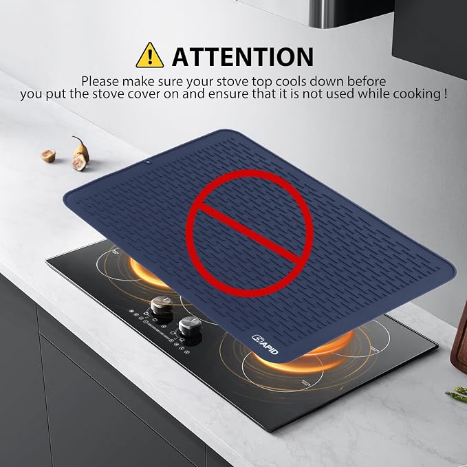 Extra Large 30x24 Inch Silicone Dish Drying Mat for Rack & Kitchen Counter | Easy Clean Silicone Drying Mat for Kitchen Counter, Non-Slip Dish Drain Mat, Heat Resistant Silicon Dish Mat, Navy Blue SAPID