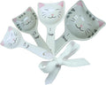 Cat Measuring Spoons Set of 4, Ceramic Baking Kitchen Gifts for Women | Decorative Themed Gifts for Cat Lovers, Cute Kitchen Accessories for Cat Mom Gifts, Functional Baking Utensils and Cat Merch