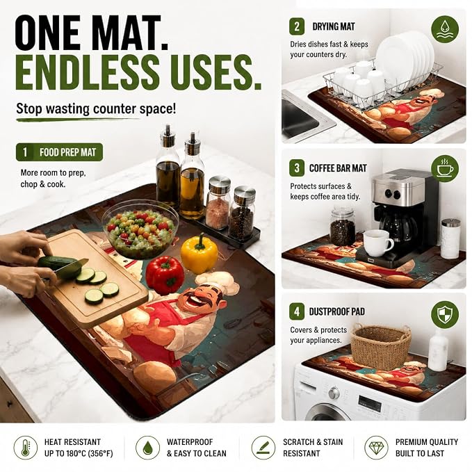 Electric Stove Top Cover for Glass Top, Funny Chef Pie Decor – Heat Resistant Flat Stove Top Covers, Decorative Scratch Protector Mat for Glass Ceramic Cooktop, Non-Slip, 28"x20"
