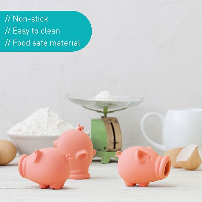 Peleg Design Egg Separator for Raw Eggs – Silicone Egg Yolk and White Separator, Funny Pig Design – Cute Kitchen Tool Gadget for Cooking/Baking
