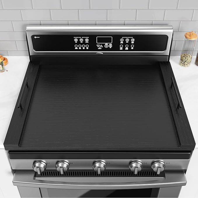 Noodle Board Stove Top Cover 30x22 Inch Wooden Cover with Handles | Creates extra countertop space with multi-layer wood construction and handles. Fits gas and electric ranges.
