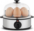 Elite Gourmet EGC724SS Egg Boiler Cooker, 7-Egg Poacher/Omelet Maker, Steel | Cooks soft, medium, or hard-boiled eggs, also scrambles - auto shut-off with buzzer - measuring cup included - BPA-free