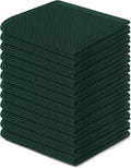 Homaxy 100% Cotton Waffle Weave Kitchen Dish Cloths 12-Pack, Blackish Green | 12 x 12 Inches, Ultra Soft Absorbent Dish Towels, Quick Drying Dish Rags with Hanging Loop