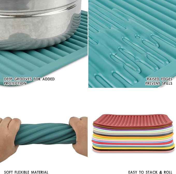 Purple Silicone Trivets Mats for Hot Dishes and Hot Pots, Hot Pads for Countertops, Tables Pot Holders Spoon Rest Small Drying Mats Set of 2