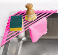 Tomorotec Roll Up Dish Drying Rack with Silicone Coating, Hot Pink | 304 Stainless Steel with BPA-Free Silicone, Triangle Design Maximizes Sink Corner Space, Fits Compact Kitchens And RVs