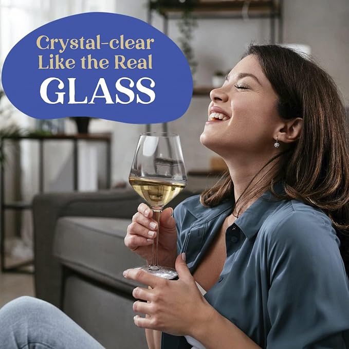 crayline Plastic Wine Glasses Set of 4(15oz) | 100% Tritan & BPA Free | Unbreakable Wine Glasses with Stem | Dishwasher Safe | Perfect For Pool, Patio, Camping, Outdoor Parties, Everyday Use.