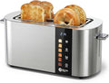 Balter Toaster 4 Slice Wide Slot, Bagel Function, Long Slot, Stainless Steel, Touch Screen, Built-in Rack, Extra-Wide 1.5" Slots for Thick Breads & Bagel, Timer, BPA-Free, 6 Levels, Removable Tray