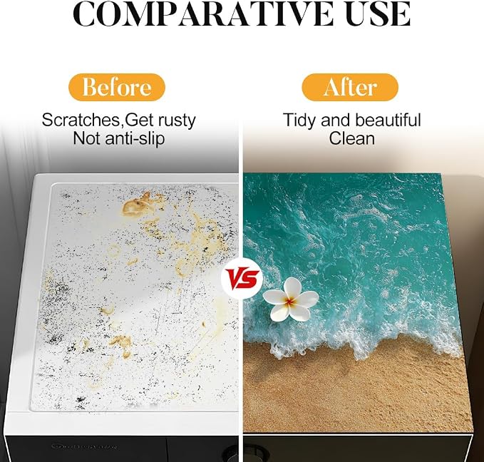 Stovetop cover protective mat, Mediterranean kitchen decor | Heat Resistant Cooktop Protector Mat with Non-Slip Backing, Scratch Protection and Countertop Drying Mat.