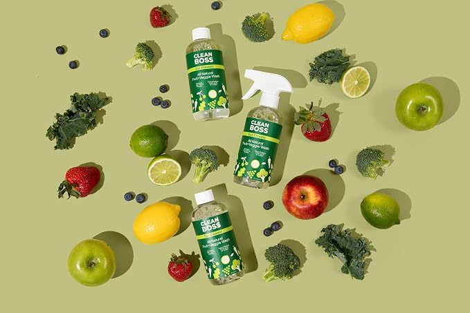 CleanBoss - Eat Cleaner, 12 oz (3 Pack) with one Trigger - Keeps Produce Fresh, Vegan, Gluten Free | Removes Harmful Residue and Parasites - Keeps Produce Fresh Up to 5X Longer - Includes One Trigger - Vegan, Gluten Free