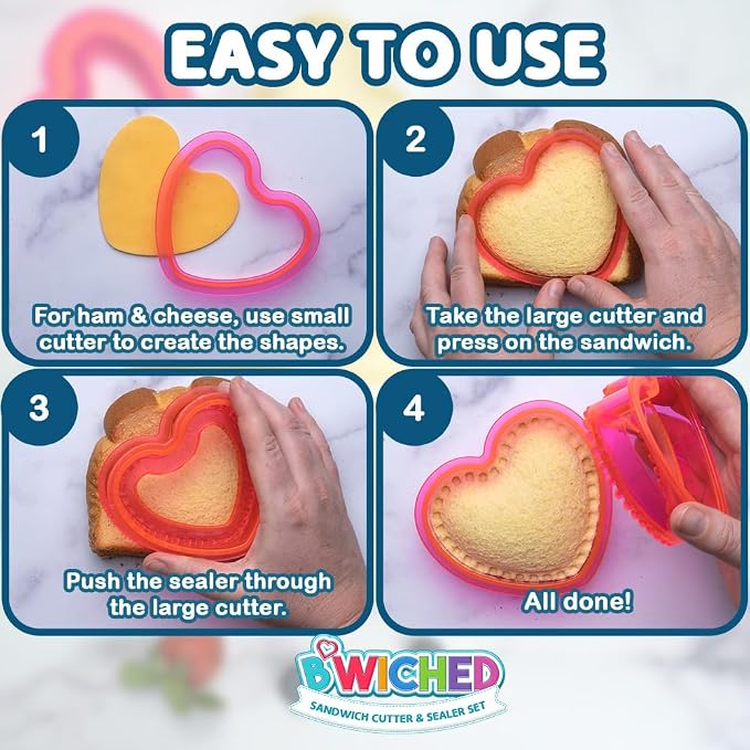 Sandwich Cutter and Sealer - Crustless Sandwich Maker (Heart, Star, Mouse) | Great for Lunchbox and Bento Box - Boys and Girls Kids Lunch - Sandwich Cutters for Kids