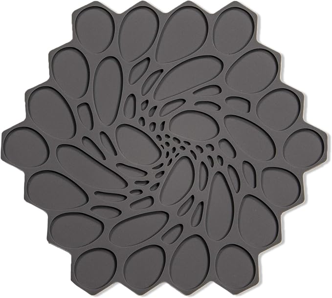7 x 7" Hive Interlocking Silicone Trivet, BPA, PVC-Free , Heat Resistant Up To 675°F, Non Slip, Protects Table From Heat, Graphite Color, Pack of 1