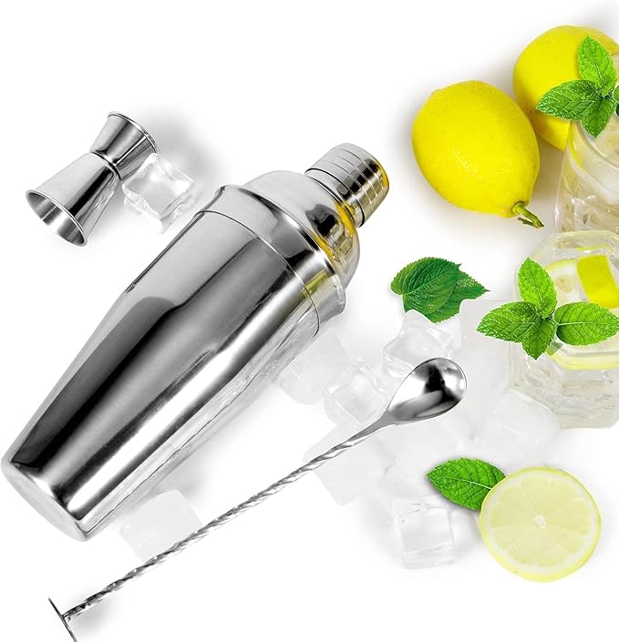 WPHUAW 24oz Cocktail Shaker Bar Set-Professional Margarita Mixer Drink Shaker Professional Stainless Steel Bar Tools Built-in Bartender Strainer for Martini Kit