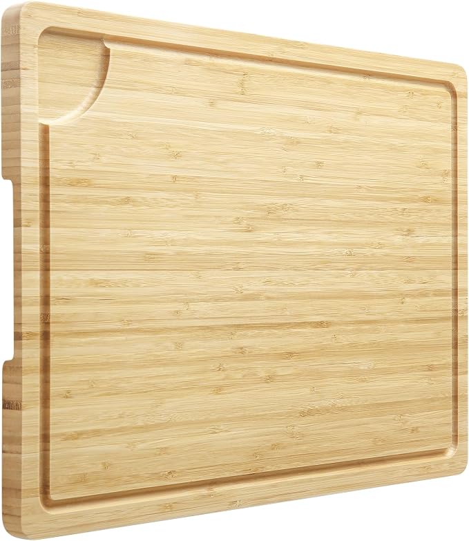 GarveeHome 20 in Large Cutting Board, Bamboo Wood Cutting Board for Kitchen with Handles and Juice Groove, Reversible Chopping Board for Meat, Cheese Board Charcuterie Serving Tray, 20 x 14 in