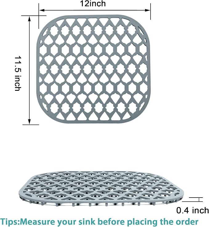 Silicone Kitchen Sink Protectors Mats - 12" 13" 14" 16" 18" 19" 21" 22" 24" 25" 26" 28" 30", Heat Resistant, Machine-wash (12”x11.5”, 2 Packs)