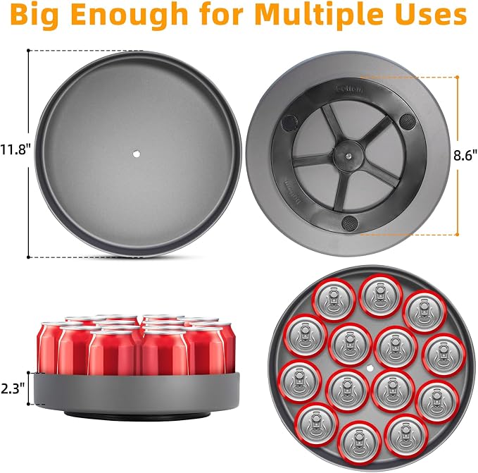 Metal Lazy Susan Organizer, 12 Inch Anti-Rust Turntable for Cabinet, Kitchen, Dining Table, Bathroom – Rotating Spice Rack, Spinner Storage, Round Carousel Organizer for Countertop Gunmetal