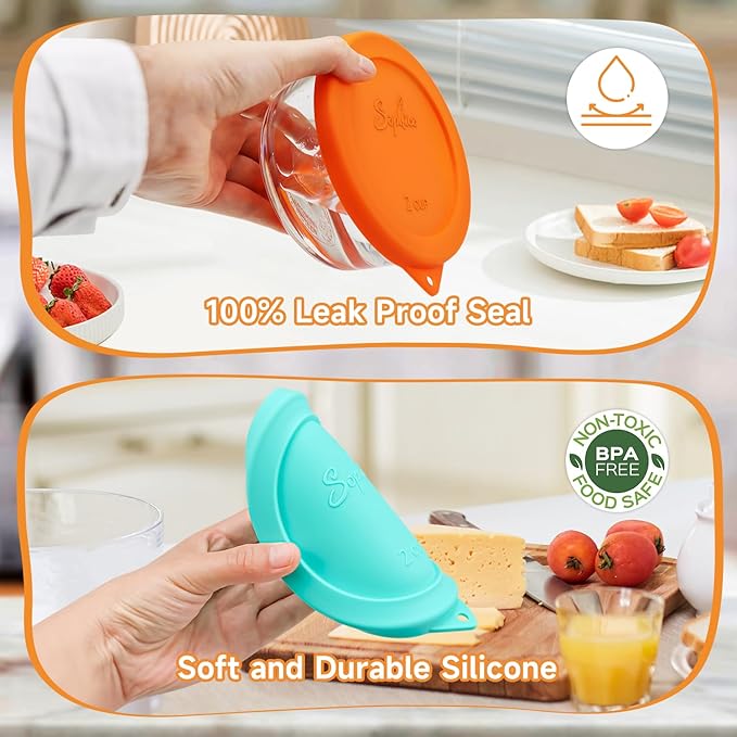 SOPHICO 2 Cup Silicone Lids Replacement for Pyrex & Anchor Hocking 7200-PC | Food Grade Silicone, Leakproof、Airtight Lids, Dishwasher Microwave Safe