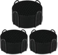 Silicone Coasters Set of 24 with Holder, Drinks Coasters, Beer & Coffee, Suitable for All Cups, Hot or Cold, Anti-Slip, Non-Stick, Anti-Overflow Tabletop Protection and Decor (Black, 24 Pcs)
