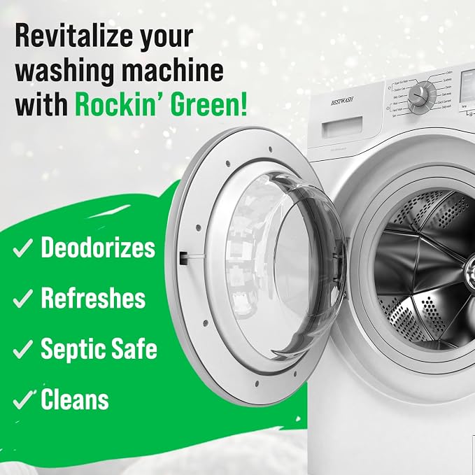 Rockin' Green Washing Machine Cleaner Lime 8 Pk | Deep Cleaning, Deodorizing, for Dishwashers Washing Machines Garbage Disposals, Removes Odor and Residue