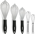 Anaeat Stainless Steel Kitchen Whisk Set of 5, Milk and Egg Beater Blender with Thick Wire for Whisking, Cooking, Baking, Beating and Stirring - 5"+7" Mini Whisk and 9''+11''+12'' Balloon Whisks
