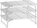 P&P CHEF 3 Tier Stackable Cooling Racks for Cooking and Baking, 15" x 10" | Stainless Steel Stackable Grid Cooling Rack for Cooling Roasting Grilling, Collapsible & Heavy Duty, Oven & Dishwasher Safe
