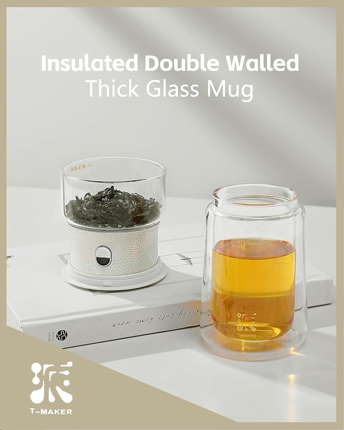 ZENS Glass Tea Infuser Pot, Modern One Touch Tea Maker for Tea Steeping | Loose Tea Diffusers, Magic Tea Pot with 9oz Insulated Mug and Portable Bag for Tea Lovers Gifts, Dragon