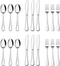 E-far Forks Spoons and Knives Set for 6, 18 Pieces Stainless Steel Silverware Set, Food Grade Flatware Cutlery Sets for Home Kitchen Restaurant, Mirror Finish, Dishwasher Safe