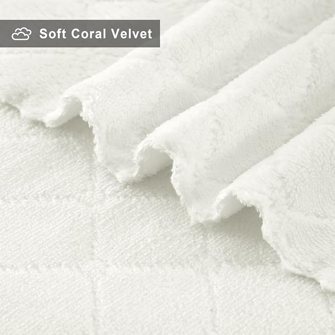 Homaxy 12 Pack Super Soft Absorbent Dish Towels, 10" x 20", White | Coral Velvet, Nonstick Oil Fast Drying Microfiber Cleaning Cloth, No Lint Dishcloths for washing and drying