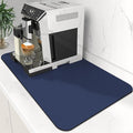 Coffee Mat Super Absorbent Dish Drying Mat Coffee Bar Mat 12"x 19", Blue | Match with Coffee Machine Accessories Large Drying Mats for Kitchen Counter