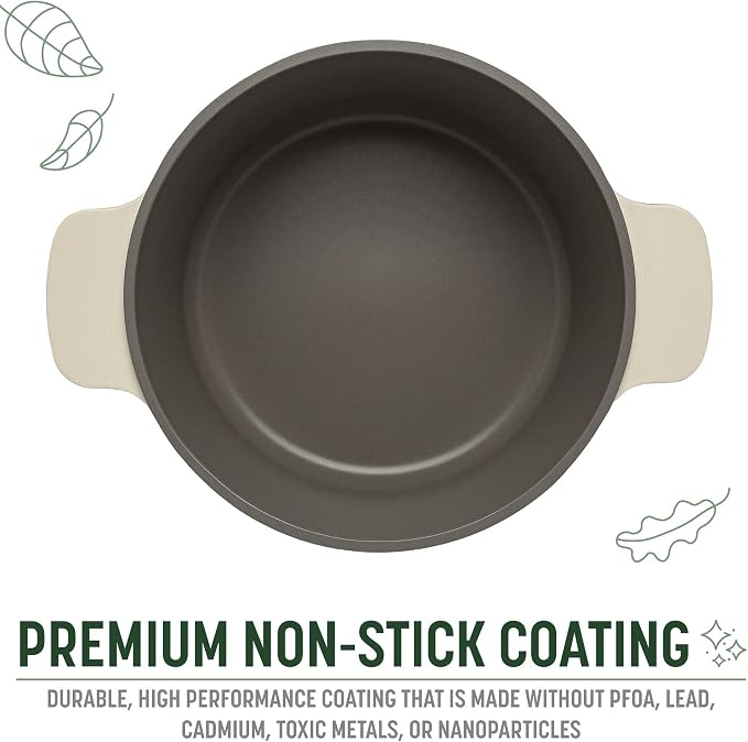 Goodful All-In-One Pot, Multilayer Nonstick, High Performance Cast Dutch Oven With Matching Lid, Roasting Rack And Turner, Made Without PFOA, Dishwasher Safe Cookware, 4.7-Quart, Linen