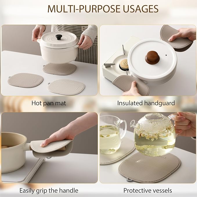 Silicone Trivet Mat for Hot Dishes(2 Pack), Hot Pots and Pans, Pot Holder, Hot Pad to Portect Your Table and Countertop, Kitchen Decor and Accessories, BPA Free,7.1in x 5.91in,2 Colors