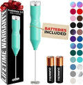 Zulay Kitchen Powerful Frother Wand AA Batteries Included, Ultra Fast Handheld Drink Mixer, Comfort Milk Frother, Stainless Steel Whisker, Frother Handheld for Coffee, Protein & Matcha - Frothmate 2.0