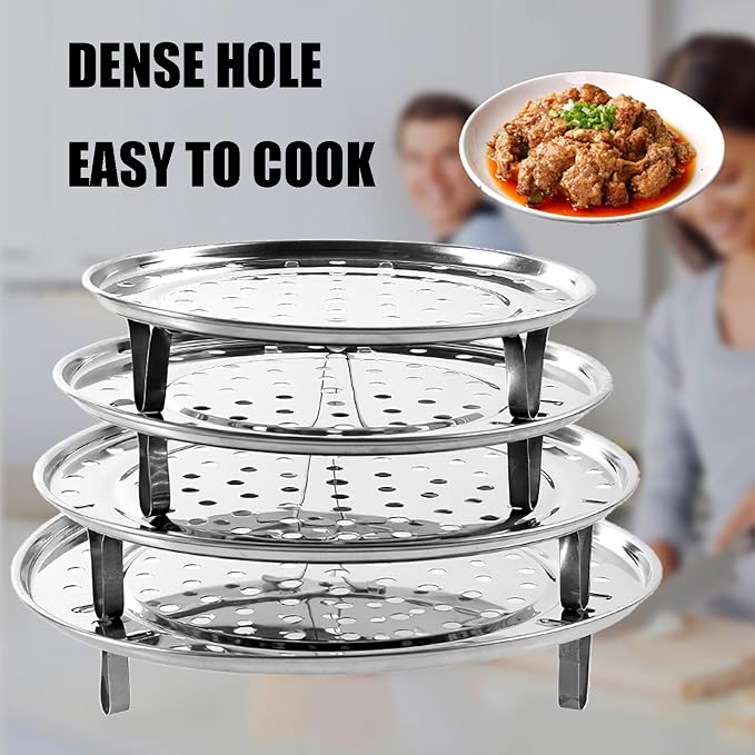 Yesland 5 Sizes 304 Stainless Steel Steamer Rack, Pressure Cooker Canner Rack & Cooling Rack with Detachable Legs, Round Pot Steaming Tray for Baking Cooking Steaming(7'' 7.5'' 8.5'' 9.25'' 10'')